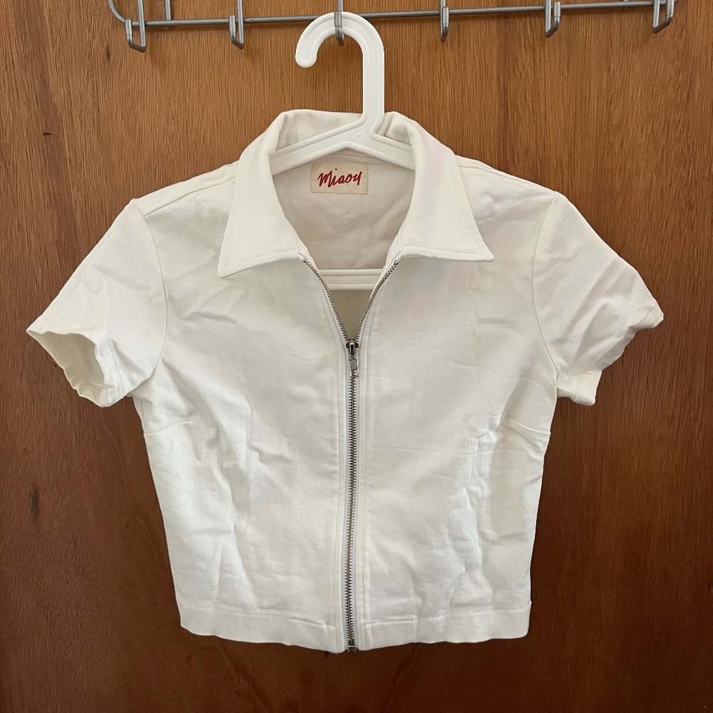 Miao Raquel zip up top in white